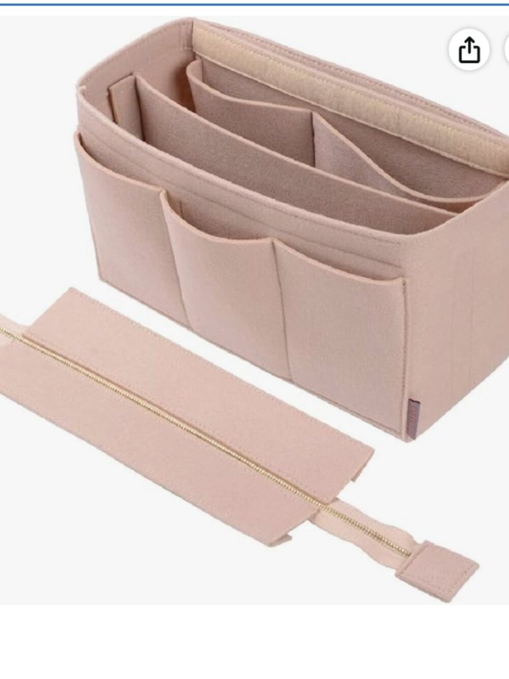 Purse Organizer Insert, Felt Bag Organizer with Detachable Zipper cover